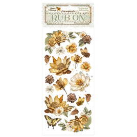 Golden Harmony Flowers - Stamperia Rub-On 4"X8.5"