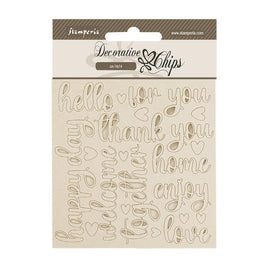 Golden Harmony Writings - Stamperia Decorative Chips 5.5"X5.5"