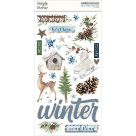 Simple Vintage Fresh Snow Chipboard Stickers 6"x12"