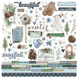 Simple Vintage Fresh Snow Cardstock Stickers 12"x12"