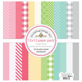 Tinsel Time - Doodlebug Petite Prints Double-Sided Cardstock 12"X12" 12/Pk