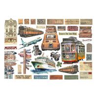 Art Of Travelling - Stamperia Cardstock Ephemera Adhesive Paper Cut Outs