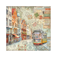 Art Of Travelling - Stamperia Polyester Fabric 12"X12" 4/Pkg