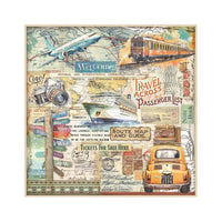Art Of Travelling - Stamperia Polyester Fabric 12"X12" 4/Pkg