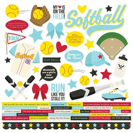 Softball - Simple Stories Cardstock Stickers 12"X12"
