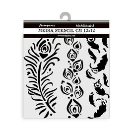 Masqerade Feathers - Stamperia Stencil 4.72"X4.72"