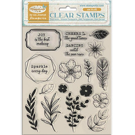 Flowers & Labels - Masquerade Clear Stamps