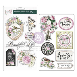 Serene Petals - Garden Whispers - Prima Marketing Chipboards Stickers 15/Pkg