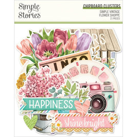 Clusters - Simple Vintage Flower Shoppe Chipboard