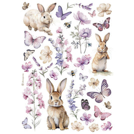 Bunny & Butterfly - Stamperia Assorted Rice Paper A4 6/Sheets