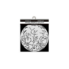 Round Frame With Flowers - Stamperia Stencil 4.72"x4.72"