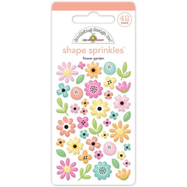 Flower Garden, 42/Pkg - Doodlebug Sprinkles Adhesive Glossy Enamel Shapes