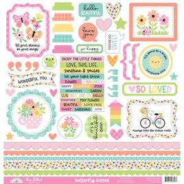 Butterfly Kisses - Doodlebug This & That Cardstock Stickers 12"X12"