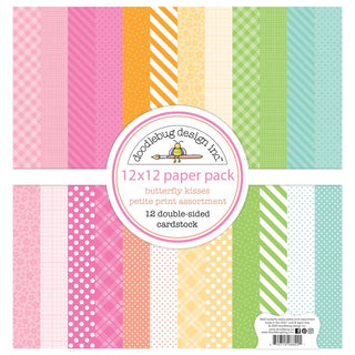 Butterfly Kisses, 12 Designs/1 Each - Doodlebug Petite Prints Double-Sided Cardstock 12