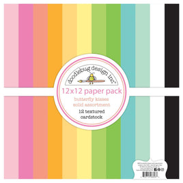 Textured, Butterfly Kisses - Doodlebug Double-Sided Paper Pack 12"X12" 12/Pkg