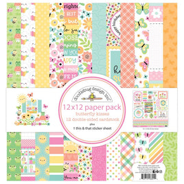 Butterfly Kisses - Doodlebug Double-Sided Paper Pack 12"X12" 12/Pkg