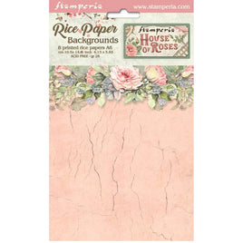 House of Roses - Stamperia Rice Paper Backgrounds A6 8/Pkg