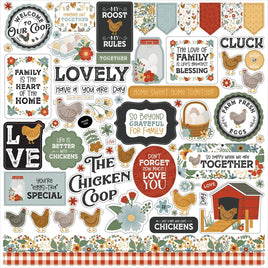 Chickens Cardstock Stickers 12"X12"