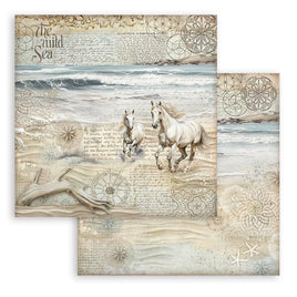 Silent Sea Horses - Stamperia Double-Sided Cardstock 12"X12"