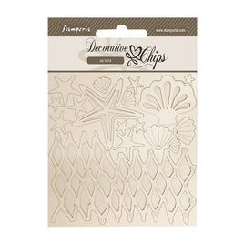 Silent Sea Shells And Net - Stamperia Decorative Chips 5.5"X5.5"