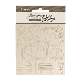 Silent Sea Garden - Stamperia Decorative Chips 5.5"X5.5"