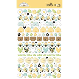 Icons, Bee Happy - Doodlebug Puffy Icon Stickers