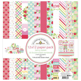 Berry Sweet - Doodlebug Double-Sided Paper Pack 12"X12" 12/Pkg