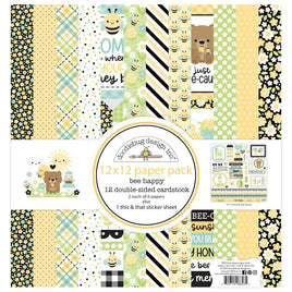Bee Happy - Doodlebug Double-Sided Paper Pack 12"X12" 12/Pkg