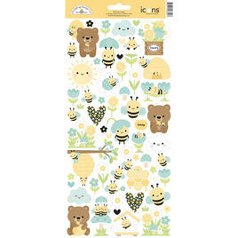 Icons, Bee Happy - Doodlebug Cardstock Stickers