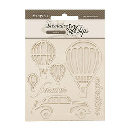 Timeless Air Balloons - Stamperia Decorative Chips 5.5"X5.5"