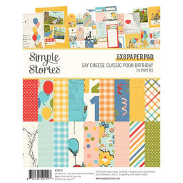 Say Cheese Classic Pooh Birthday - Simple Stories Double-Sided Paper Pad 6"X8" 24/Pkg