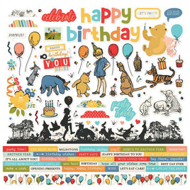 Say Cheese Classic Pooh Birthday - Simple Stories Cardstock Stickers 12"X12"