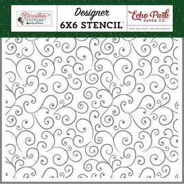 Santa Claus Swirls - Christmas Express Stencil 6"X6"