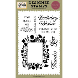 Floral Frame And Phrases - Pressed Floral Stamp Set