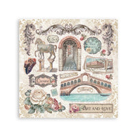 Venice City of Art - Stamperia Stickers 6.49"x6.49" 4 sheets