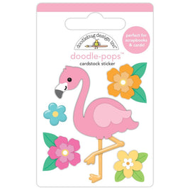 Flora Flamingo, Summer Fun - Doodlebug Doodle-Pops 3D Sticker