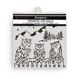 The Owl's House Owls - Stamperia Stencil 7"X7"
