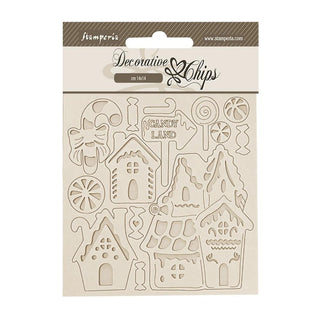 Candy Christmas Marzipan Houses - Stamperia Decorative Chips 5.5