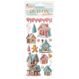 Candy Christmas Marzipan Houses - Stamperia Rub-On 4"X8.5"