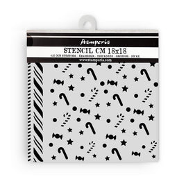 Candy Christmas Candy Canes Pattern - Stamperia Stencil 7"X7"