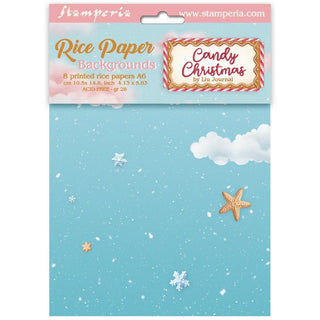 Candy Christmas - Stamperia Rice Paper Backgrounds A6 8/Pkg