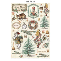 Alice In Christmas - Stamperia Junk Journal Stickers, Cut-outs And Backgrounds