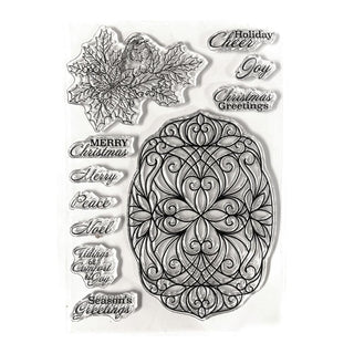 Festive Holly Sentiments - Elizabeth Craft Clear Stamps