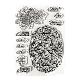 Festive Holly Sentiments - Elizabeth Craft Clear Stamps