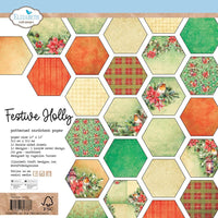 Festive Holly - Elizabeth Crafts Double-Sided Cardstock Pack 12"X12"