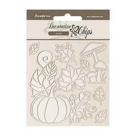 Pumpkin - Stamperia Whispering Woods Decorative Chips 5.5"X5.5"