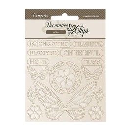 Butterfly - Stamperia Whispering Woods Decorative Chips 5.5"X5.5"