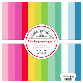 Oh What Fun - Doodlebug Double-Sided Texture Cardstock Pack 12"X12" 12/Pkg