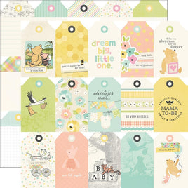 Tag Elements - Simple Stories Pooh Baby Double-Sided Cardstock 12"x12"