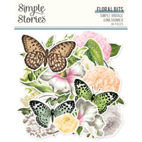 Simple Vintage Junk Drawer - Simple Stories Floral Bits & Pieces Die Cuts 46/Pkg